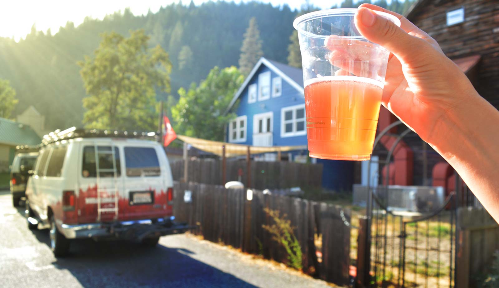 Loading a shuttle van in Downieville