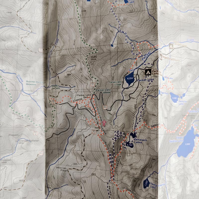 Detail of Downieville and Lakes Basin Map
